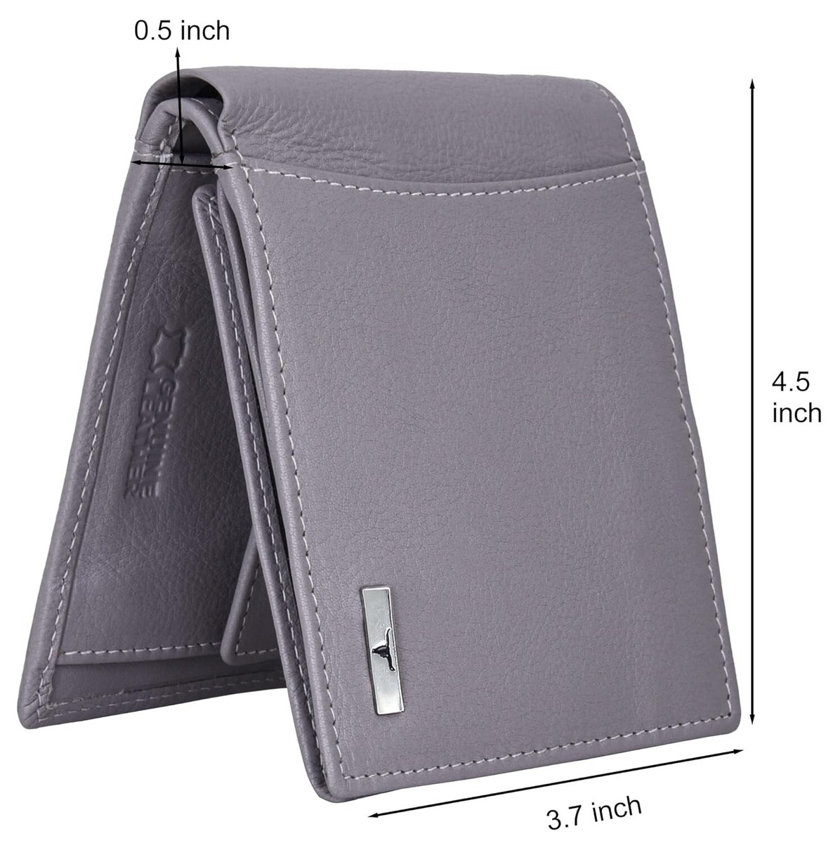 Urban Forest Men's Classic Leather Wallet - RFID Protected, 4 Card Slots, 6 Pockets, Minimalist Grey