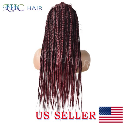 Swiss Lace Front Cornrow Women Long Wig Lightweight Kanekalon Box Braided Hair - Picture 50 of 50