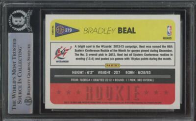 2012 Panini P&P BRADLEY BEAL signed ROOKIE card #219 Wizards