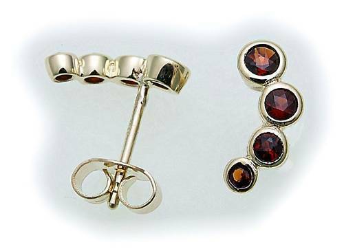 Damen Ohrringe m. Granat in Gold 585 Granatohrringe Gelbgold Ohrstecker 6588/5GR - Picture 2 of 2