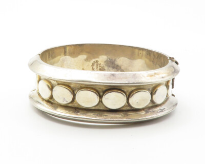アクセサリー Vintage Mexican Silver Oval Bracelet 925 MEXICO 925 Sterling Silver Vintage Oval Pattern Hinge Bangle