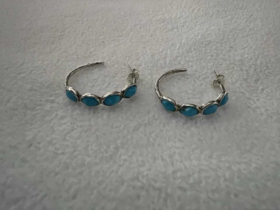 Pendientes de aro IPPOLITA-Rock Candy-Turquesa y plata de ley Foto 4 de 4