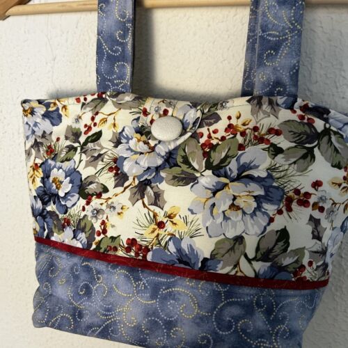 Handmade Quilted Tote Bag Purse w/Button Closure 100% Cotton Moda Fabrics - Picture 4 of 4
