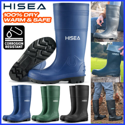 HISEA Men Folding Rain Boots Waterproof Anti-Slip Garden Hunting Work Knee Boots