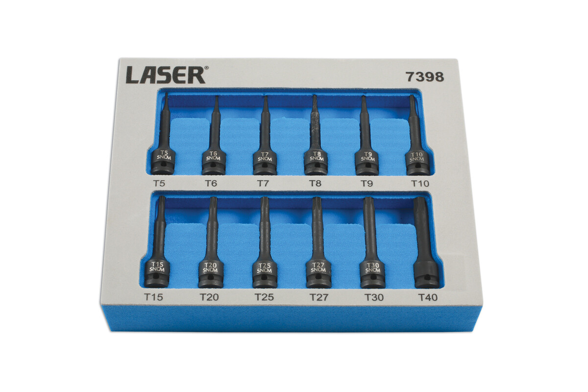 Set Di Bit A Bussola Star Impacto Laser 12 Pezzi 1/4"D 7398
