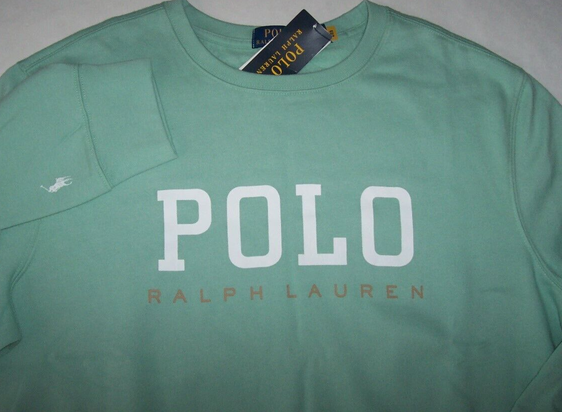 Polo Ralph Lauren nuova con etichetta VERDE ACQUA felpa pile leggera uomo L BIANCO PONY