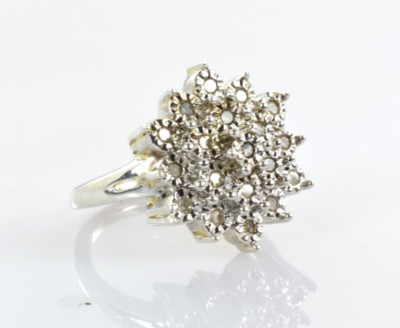 Diamant Schneeflocke Cluster Ring in Sterlingsilber Größe 6