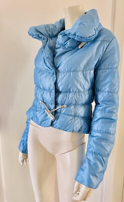 Ermanno Scervino Puffer Crop Jacket Light Blue Short Down Filling Size IT 44 M