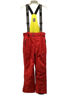 Descente Vintage Red Black Ski Snowboard Lined Zip Off Overalls Pants Mens 36x30