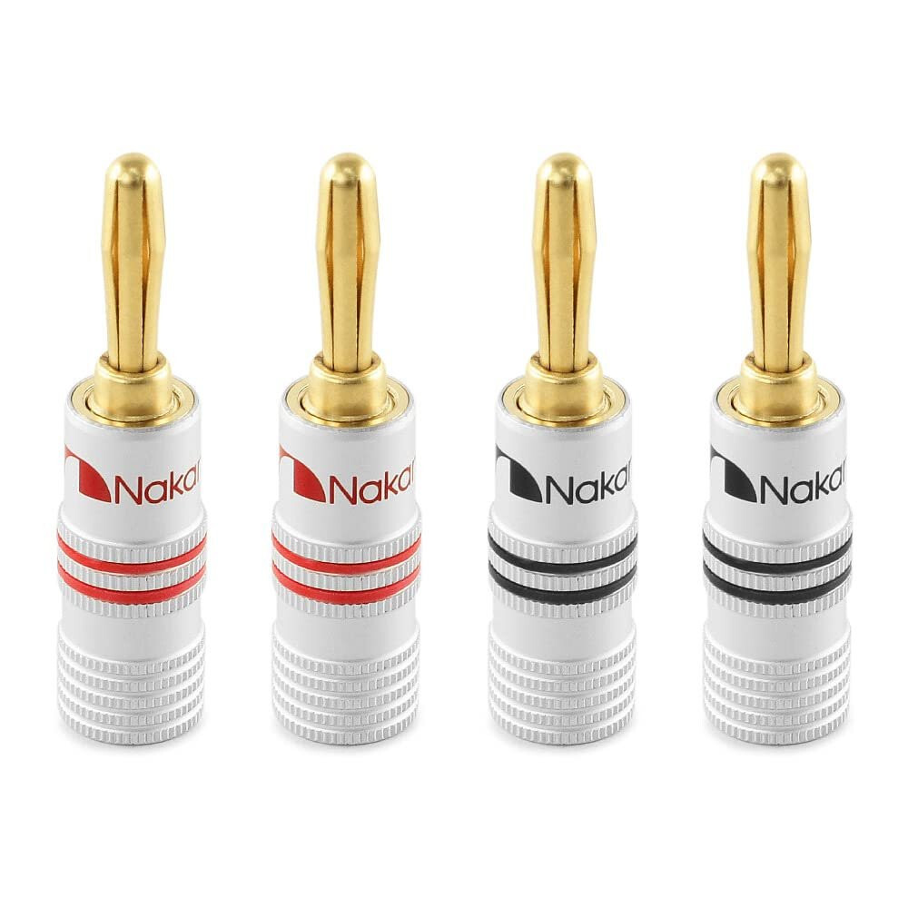 4pcs 24k Gold Plated 4mm Banana Plug Cable Audio Speaker Con