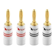 4pcs 24k Gold Plated 4mm Banana Plug Cable Audio Speaker Connector for Nakamichi