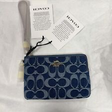 COACH CZ452 Corner Zip Wristlet In Signature Denim With COACH CZ452 Corner Zip Wristlet In Signature Denim With