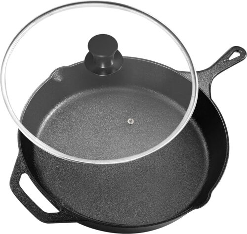 Pre-Seasoned Cast Iron Skillet With Lid Frying Pan Cast Iron Pans Utopia Kitchen - Picture 12 of 31