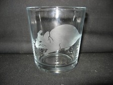 NEW ETCHED RAT 10 OZ DRINKING ROCKS GLASS TUMBLER