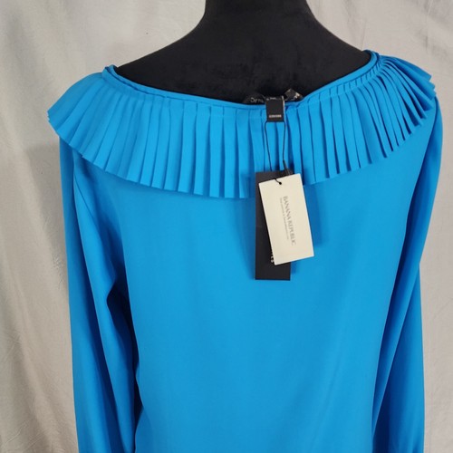 ¡Nuevo! Top manga larga con volantes asimétricos azul brillante talla pequeña Banana Republic - Imagen 10 de 14
