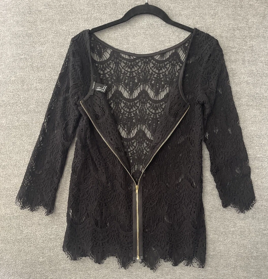 Túnica de encaje de malla transparente Forever 21 para mujer pequeña rock gótico punk motociclista festival grunge Foto 4 de 4