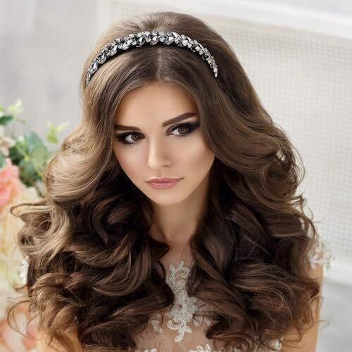 Rhinestone Headband Bling Sparkly Crystal Diamond Headband Fashion Black - Picture 2 of 6
