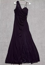XSCAPE Dress Gown Purple Eggplant Size 6 Touched Slit Embellishment 