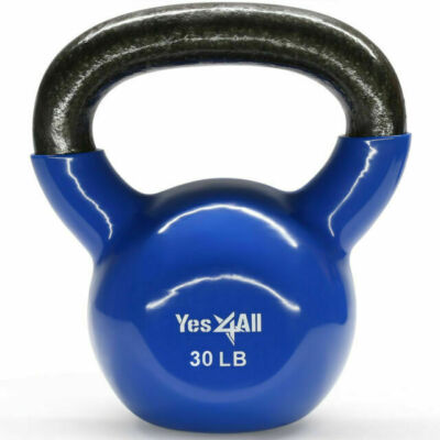 Yes4All 30 lbs Vinyl Coated Kettlebell Great for Full Body Workout - K3TC
