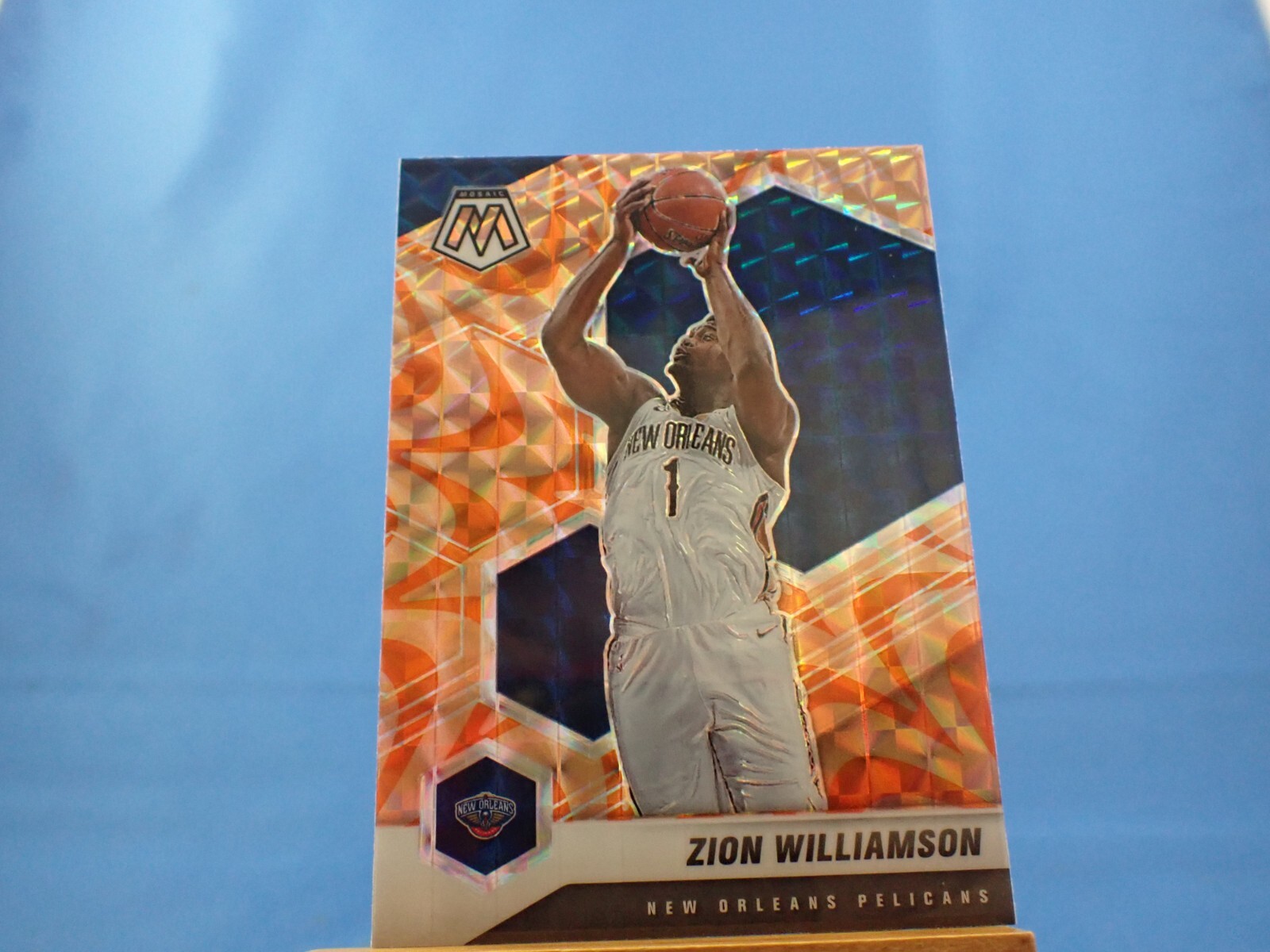 Zion Williamson Mosaic 2020-21 #49 Orange Reactive Mosaic Prizm
