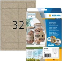 Herma 10752 Etiketten A4 48,3X33,8Mm Naturbraun Silphie-Papier 20 Blatt