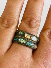 Signed JMB Mexico 925 sterling silver abalone Ring size 8