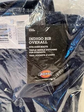 Dickies Men's Bib Overall Workwear Cotton Denim Fit over Boots 46" X 30" NEW Pkg