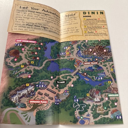Disney's Animal Kingdom Adventurer's Guide Collectible 1998 Park Map OC14 - Picture 2 of 5