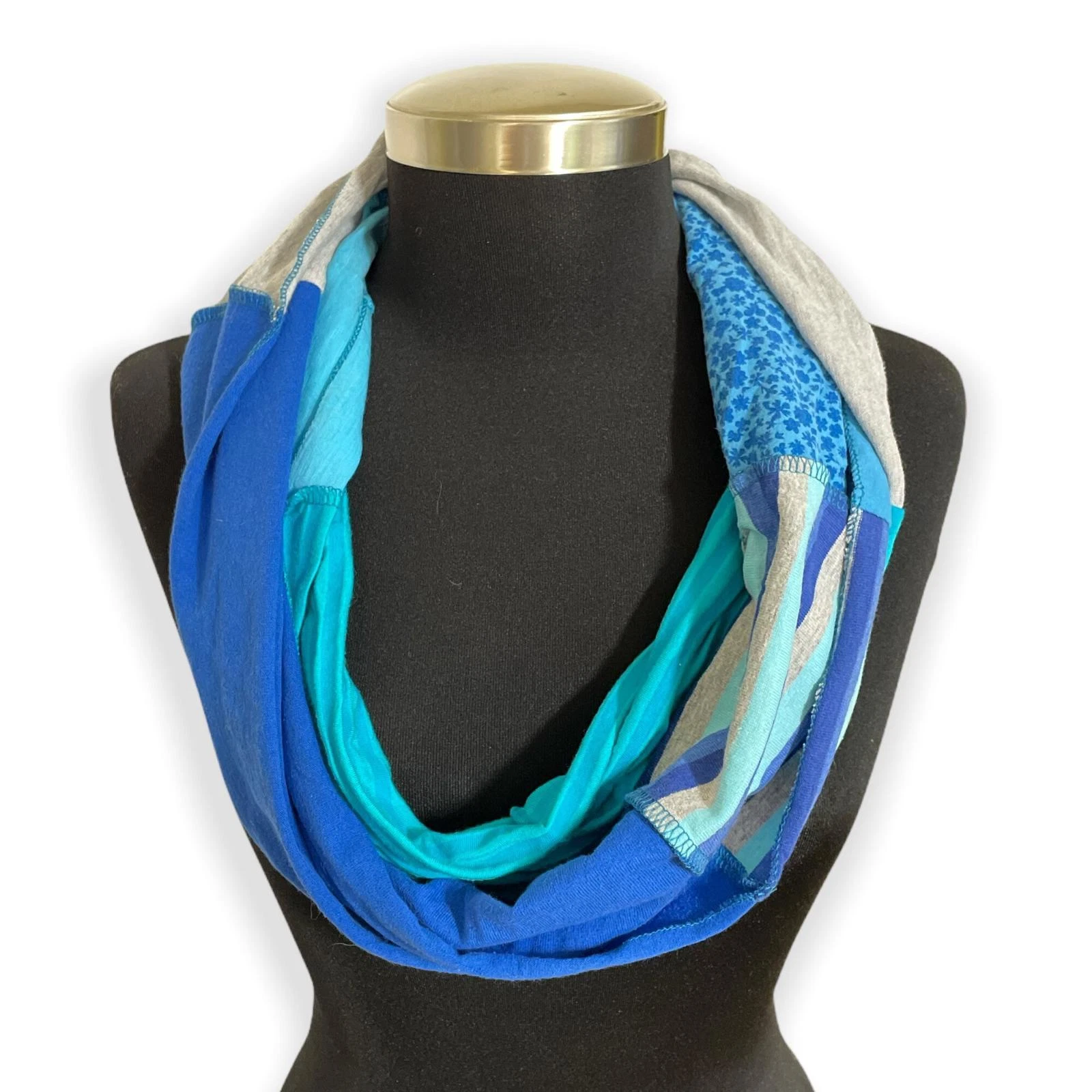Handmade Pieced Infinity Scarf made from recycled cotton t-shirts OOAK
