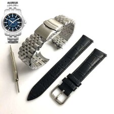 Pack of 2 Steel Bracelet  Leather Replacement Watch Band Bulova 96B159 C877726