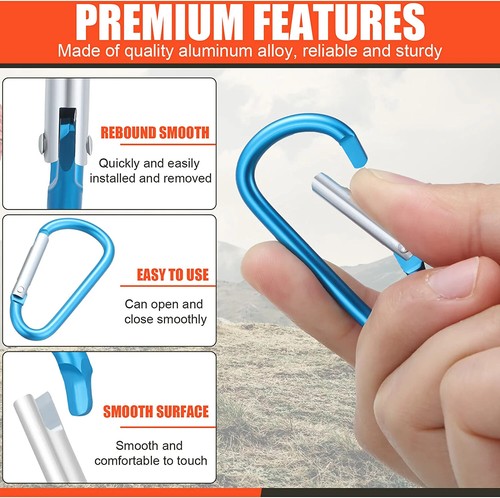 Aluminum Carabiner D Ring, Caribeener Clips, Spring Snap Hook for Keychain - Picture 4 of 20