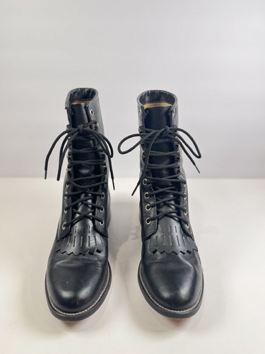 Justin Mujer Botas Cuero Negro Combate Con Cordones Kiltie Vaquero Mameluco EE. UU. 6.5 - Imagen 4 de 10