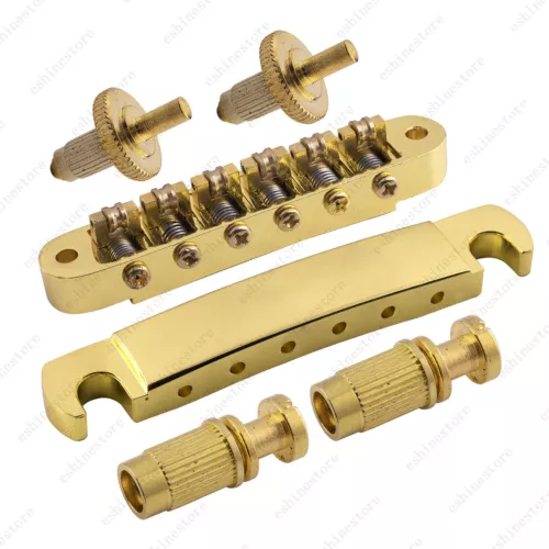 A Set Brass Roller Saddle Tune-O-Matic Bridge & Tailpiece For Gibson Les Paul SG