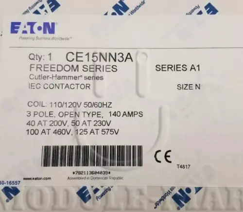 NEW CUTLER HAMMER EATON CE15NN3A IEC OPEN 3P CONT SZ N 120V COIL 1PCS