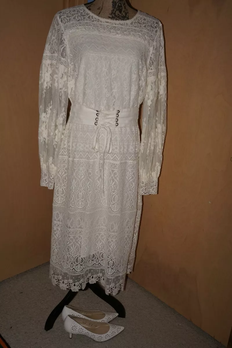 Spell and Gypsy Collective Dawn Belted Midi Dress Cream Size XXL