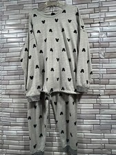 DISNEY womens X XL Pajama set lounge Grey Mickey Mouse Stars Long Sleeve Pants