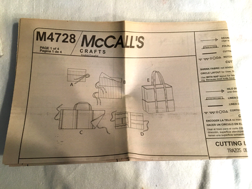 McCall's Crafts Pattern 4728 Knitting & Sewing Organizer Bags Totes UNCUT 2004 - Picture 5 of 6