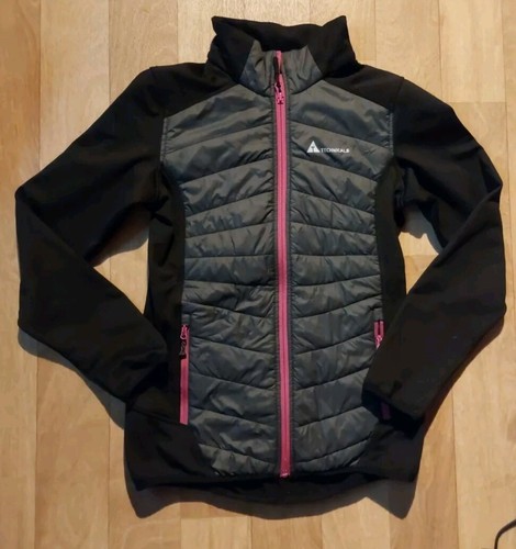 Damenjacke grau & schwarz mit rosa Besatz Technicals. Größe 8.