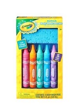 Crayola Crayons Bathtub Body Wash Pen Set 5 Fruity Scents Soft Blue Washcloth