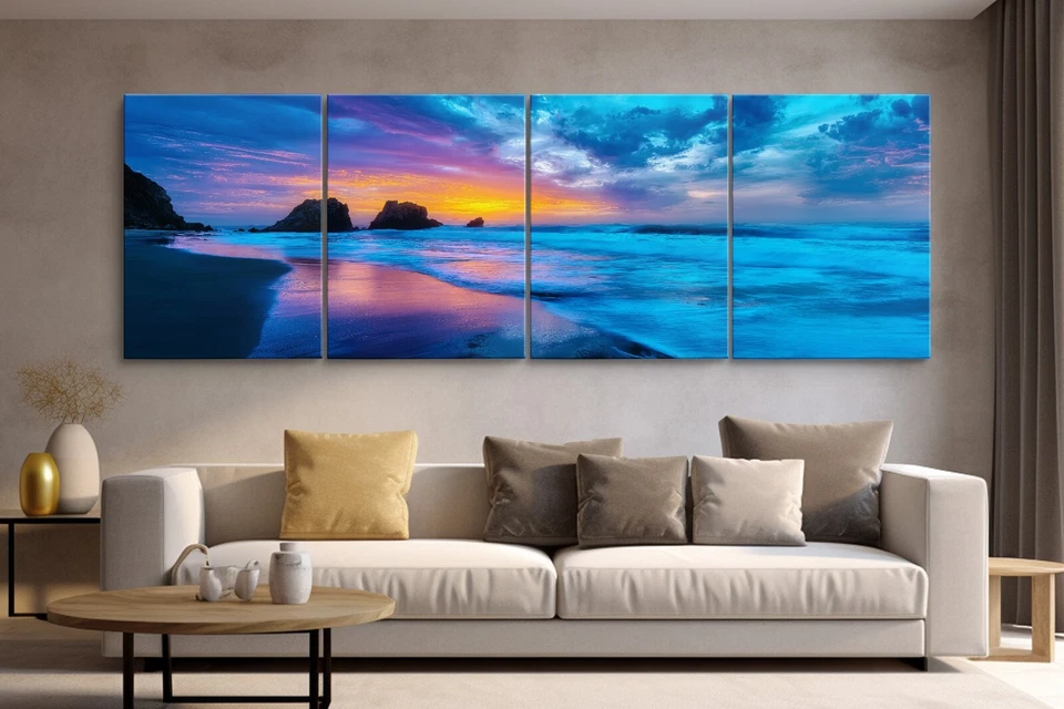Impresión en lienzo Prisma de las mareas para decoración del hogar, póster de decoración de pared al atardecer de playa Foto 4 de 4