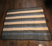 Alpaca Warehouse Twin Blanket Heavyweight Striped Brown Sheep Wool Peru 63x85