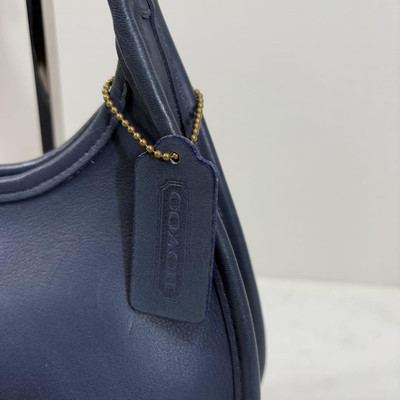 Old Coach Leather Shoulder Bag Handbag Auth Navy Women JAPAN