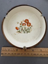 MCM POPPY FLOWER & BEE CERAMIC ASHTRAY JAPAN VINTAGE