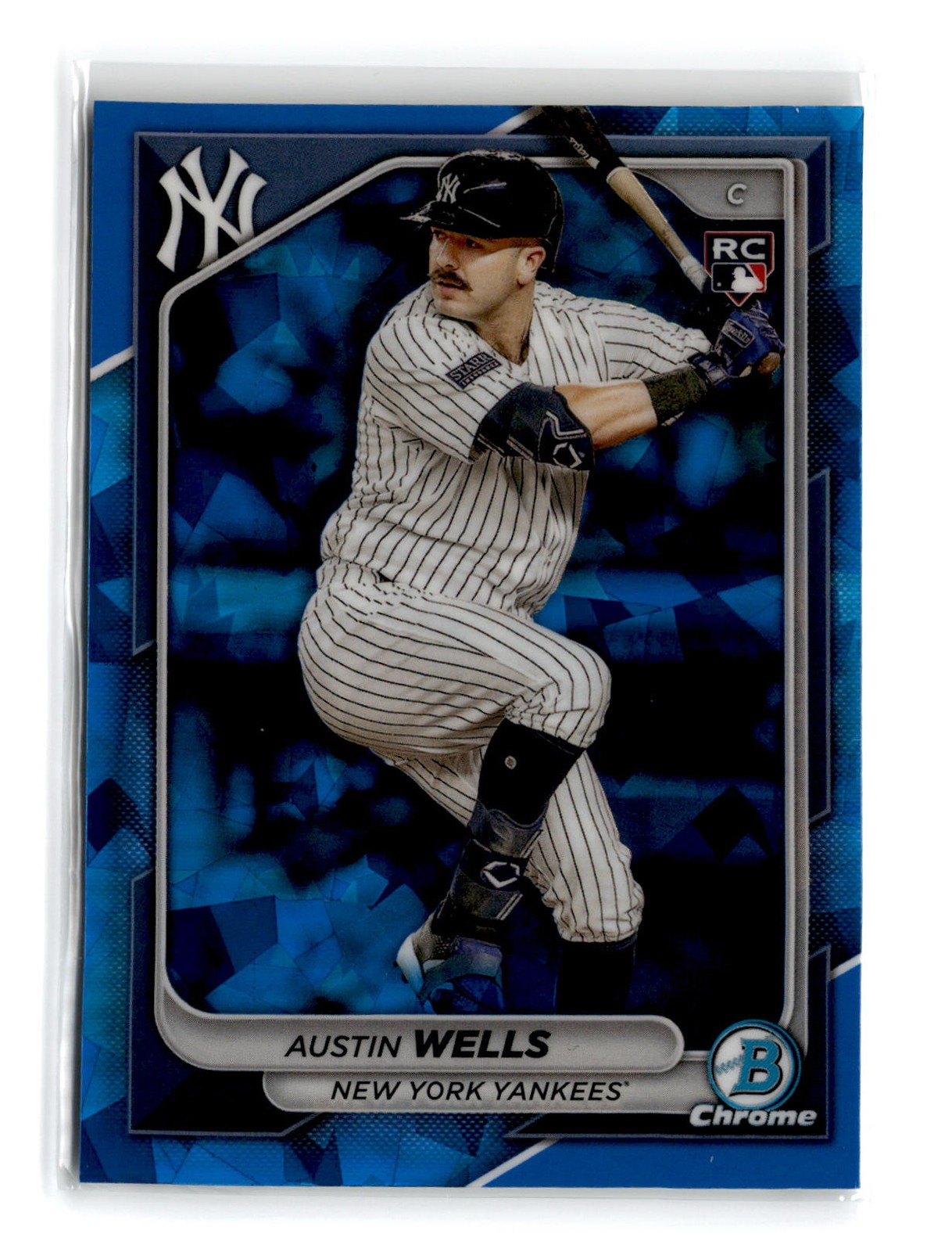 Austin Wells 2024 Bowman Chrome Sapphire Edition Refractor #15 RC Yankees