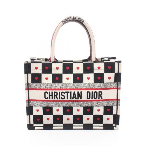 Christian Dior Book Tote Medium DIORAMOUR D-CHESS Used Brown From Japan