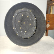 Vintage Bollman Hat Co 100 Wool Doeskin Felt Hat Black Sequenced  Bead1980-90