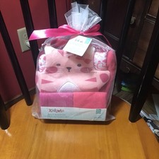 Kidgets Unisex Bath Set 0 Months Set,Hooded Towel, Bathing Mitt, 2 Washcloths