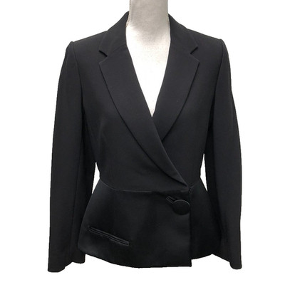 Balenciaga Fitted Peplum Blazer Jacket Womens 42 US 10 Black Career Business