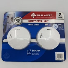 First Alert Smoke Alarms Safety Path Light Model P1210E 2 Pack 10yr SEALED NEW