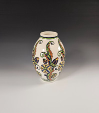 Vase Charles Catteau D1081 Boch Keramis La Louviere Art Déco floral cubique 27cm